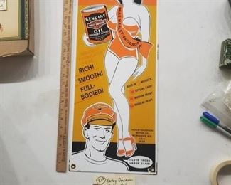 Harley Davidson porcelain sign oil advertising