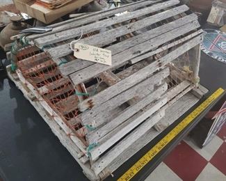 There are 3 of these old wooden domed nautical lobster traps in this sale. Great decoration pieces. 