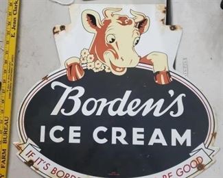 Borden's Ice Cream Elsie Cow porcelain advertising sign. 