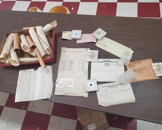 This is a 1928 roll of vendor invoices and delivery tickets from Banks and Burke general store that was located in Powell, Texas in eastern Navarro County near Kerens.  Many of them are from grocery and hardware distributors in the Corsicana area. 