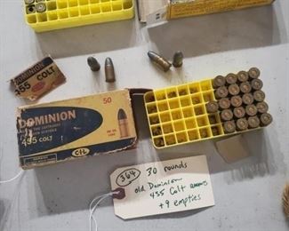 30 rounds vintage Dominion 455 Colt ammo.  There is a lot of old vintage ammo in this sale. 