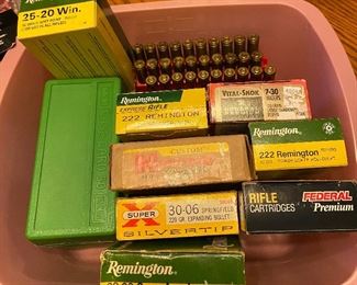 Boxes of 222 Remington and 30-06 Springfield
