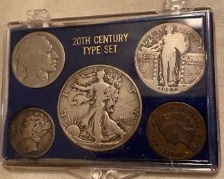Walking Liberty Half, Barber Quarter, Mercury Dime, Buffalo Nickel and Indian Head Penny