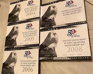 2004-2008 U.S. Mint State Quarters Silver Proof Set