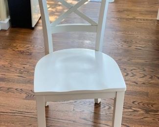 Set of 6 Crate & Barrel Vintner White Wood Dining Chairs. BRAND NEW! Each Measures 18" W x 16.5" D x 35" H with 18" Seat Height. Photo 1 of 3.