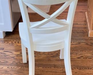 Set of 6 Crate & Barrel Vintner White Wood Dining Chairs. BRAND NEW! Each Measures 18" W x 16.5" D x 35" H with 18" Seat Height. Photo 2 of 3.