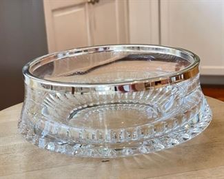 Silverplate Rimmed Lead Crystal Bowl. Photo 1 of 2.
