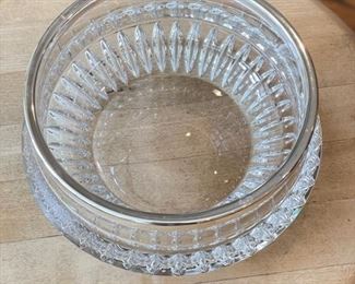 Silverplate Rimmed Lead Crystal Bowl. Photo 2 of 2.