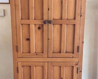 Pine Storage Cabinet in the Style of Crate & Barrel. Measures 37" W x 22" D x 72" H.