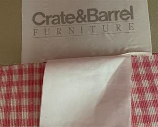 Crate & Barrel Pink Gingham Club Chair - 2 Available. Each Measures 33" W x 33" D. Matching Ottoman Measures 20" x 26". Photo 2 of 2.