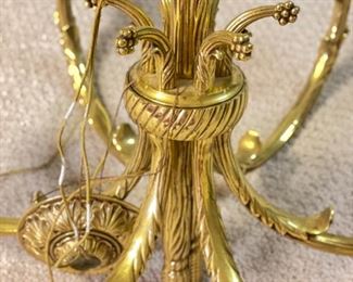 Vintage Brass Faux Bois 6-Arm Chandelier. Photo 2 of 2.