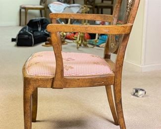 Set of Four French Country Dining Arm Chairs. Cane Backs Need Replacement with Cane or with Contrasting Upholstery. Photo 2 of 2.