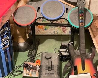 Wii Rock Band Drum Set Pictured with Halloween Fog Maker.