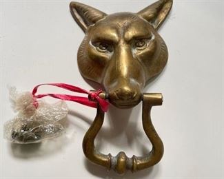 Vintage Brass Fox Door Knocker.