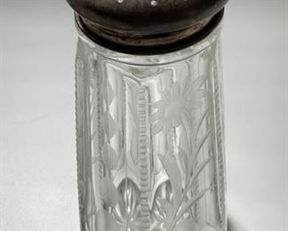 Etched Glass Cheese / Sugar Shaker. Photo 2 of 2.