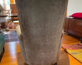 Pair of Italian Mid-Century Chairs upholstered in Lee Jofa Silver/Grey Velvet. Measures 34" W x 22" D x 44" H. Photo 2 of 4.