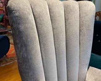 Pair of Italian Mid-Century Chairs upholstered in Lee Jofa Silver/Grey Velvet. Measures 34" W x 22" D x 44" H. Photo 4 of 4.
