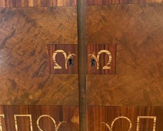 Svenska Mobler Swedish Art Deco/Neoclassical Inlaid Storage Cabinet. Woods include Satinwood, Golden Flame Birch and Mahogany. Measures 46" x 20" x 22.5" H. Photo 3 of 6.