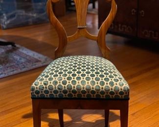 Set of 8 Antique Viennese Biedermeier "Peacock" Chairs upholstered in Scalamandre Fabric. Each measures 18" W x 20" D x 38" H; 19" Seat Height. Photo 1 of 6.