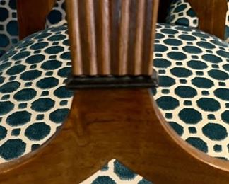 Set of 8 Antique Viennese Biedermeier "Peacock" Chairs upholstered in Scalamandre Fabric. Each measures 18" W x 20" D x 38" H; 19" Seat Height. Photo 5 of 6.