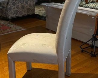Set of 6 Parsons-Style Dining Chairs upholstered in a Scalamandre Fabric. Each measures 19" W x 21" D x 40" H; 19" Seat Height. Photo 3 of 4.