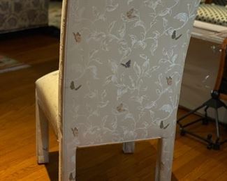 Set of 6 Parsons-Style Dining Chairs upholstered in a Scalamandre Fabric. Each measures 19" W x 21" D x 40" H; 19" Seat Height. Photo 2 of 4.