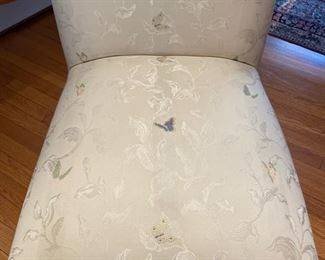 Set of 6 Parsons-Style Dining Chairs upholstered in a Scalamandre Fabric. Each measures 19" W x 21" D x 40" H; 19" Seat Height. Photo 4 of 4.