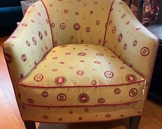 Pair of Silk Upholstered Hollywood Regency Style Chairs. Each Measures 27" W x 30" D. Photo 1 of 3.