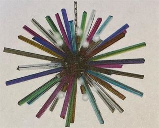 Late 20th Century Multicolor Murano Sputnik Chandelier. Metal & Murano Glass, Italy Circa 1995. Measures 51" H x 37.5" W.