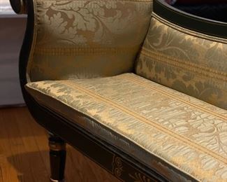Regency Parcel-Gilt & Green Painted Window Seat Circa 1820. Measures 64" W x 15" D x 32" H. Photo 2 of 7.