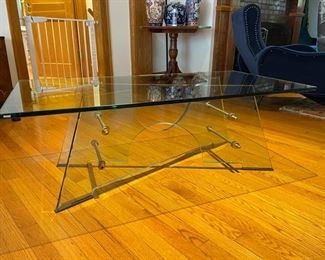 Vintage Piero Chiesa for Fontana Arte Brass & Glass Cocktail Table. Measures 49" W x 24" D x 17.5" H. Photo 2 of 4.