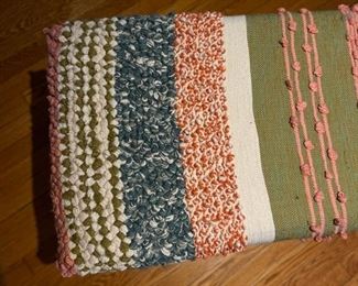 Anthropologie Turkish Rug Upholstered Bench. Measures 56" W x 18" D x 18" H. Photo 3 of 3.