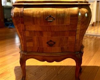 Small Antique Olive Wood Bombay Marquetry Chest. Measures 26" W x 13" D x 28" H. Photo 1 of 6.
