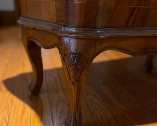 Small Antique Olive Wood Bombay Marquetry Chest. Measures 26" W x 13" D x 28" H. Photo 5 of 6.