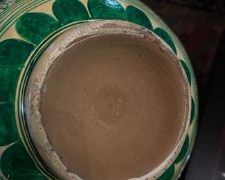 Green & White Ceramic Vase. Measures 13" H x 9" D. Photo 2 of 3.