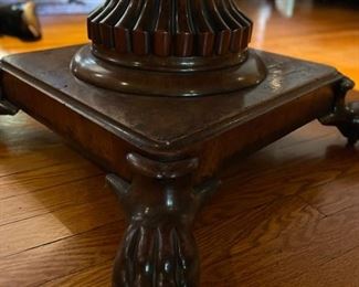 A Scandinavian Marquetry Circular Center Table with Claw Feet. Circa 1820. Measures 35" D x 28" H. Photo 5 of 5.