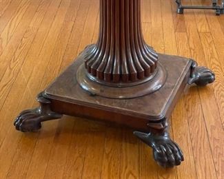 A Scandinavian Marquetry Circular Center Table with Claw Feet. Circa 1820. Measures 35" D x 28" H. Photo 4 of 5.