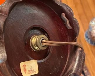 Red Asian Motif Table Lamp. Made in Hong Kong. Photo 2 of 2.