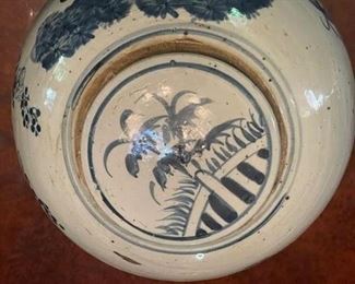 Pair of Early Qing Lidded Chinoiserie Ginger Jars. VERY HEAVY. Each Measures 10" H x 12" D with 4" Opening. Photo 5 of 8.