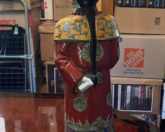 Set of Three Mid-20th Century Large Chinese Porcelain Qing Emperor, Royal & Monarch Figurines. Each measures 7" W x 6" D x 23" H. Photo 6 of 10.