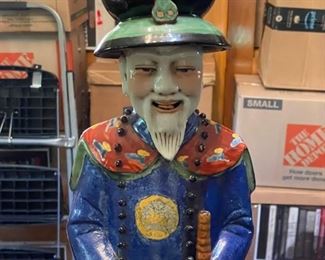 Set of Three Mid-20th Century Large Chinese Porcelain Qing Emperor, Royal & Monarch Figurines. Each measures 7" W x 6" D x 23" H. Photo 10 of 10.