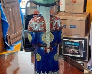 Set of Three Mid-20th Century Large Chinese Porcelain Qing Emperor, Royal & Monarch Figurines. Each measures 7" W x 6" D x 23" H. Photo 9 of 10.