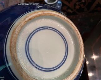 Antique Blue & White Floral Chinoiserie Vases. Each Measures 15" H x 8" D at Widest Point. Photo 3 of 4.