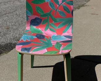 Anthropologie Flowerbed Tamsin Dining Chair - Orange Motif. Measures 17" W x 20" D x 34" H with 18" Seat Height. Photo 1 of 8.