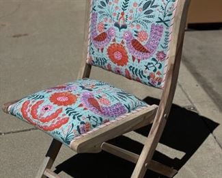 Anthropologie Jimena Terai Folding Chairs in Birds - 2 available. Each measures 32" H x 16" W x 16" D with 19.5" Seat Height. Photo 2 of 5.