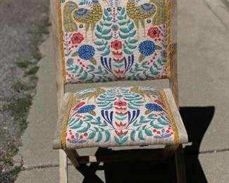 Anthropologie Jimena Terai Folding Chairs in Peacocks - 2 available. Each measures 32" H x 16" W x 16" D with 19.5" Seat Height. Photo 4 of 5.