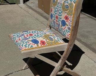 Anthropologie Jimena Terai Folding Chairs in Peacocks - 2 available. Each measures 32" H x 16" W x 16" D with 19.5" Seat Height. Photo 5 of 5.