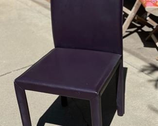 Set of 4 Aubergine Leather Upholstered Dining Chairs. Photo 1 of 3.