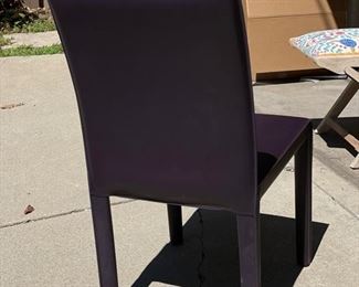 Set of 4 Aubergine Leather Upholstered Dining Chairs. Photo 2 of 3.