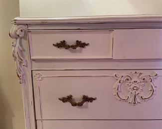 Victorian White 6-Drawer Chest of Drawers. Measures 33" W x 19" D x 51" H. Photo 2 of 2.